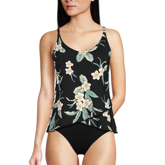Lands end Tulip Hem Tankini Top Floral Black Tankini 2 piece - Picture 6 of 6